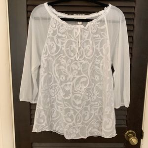 Coldwater Creek White Mesh Lace top